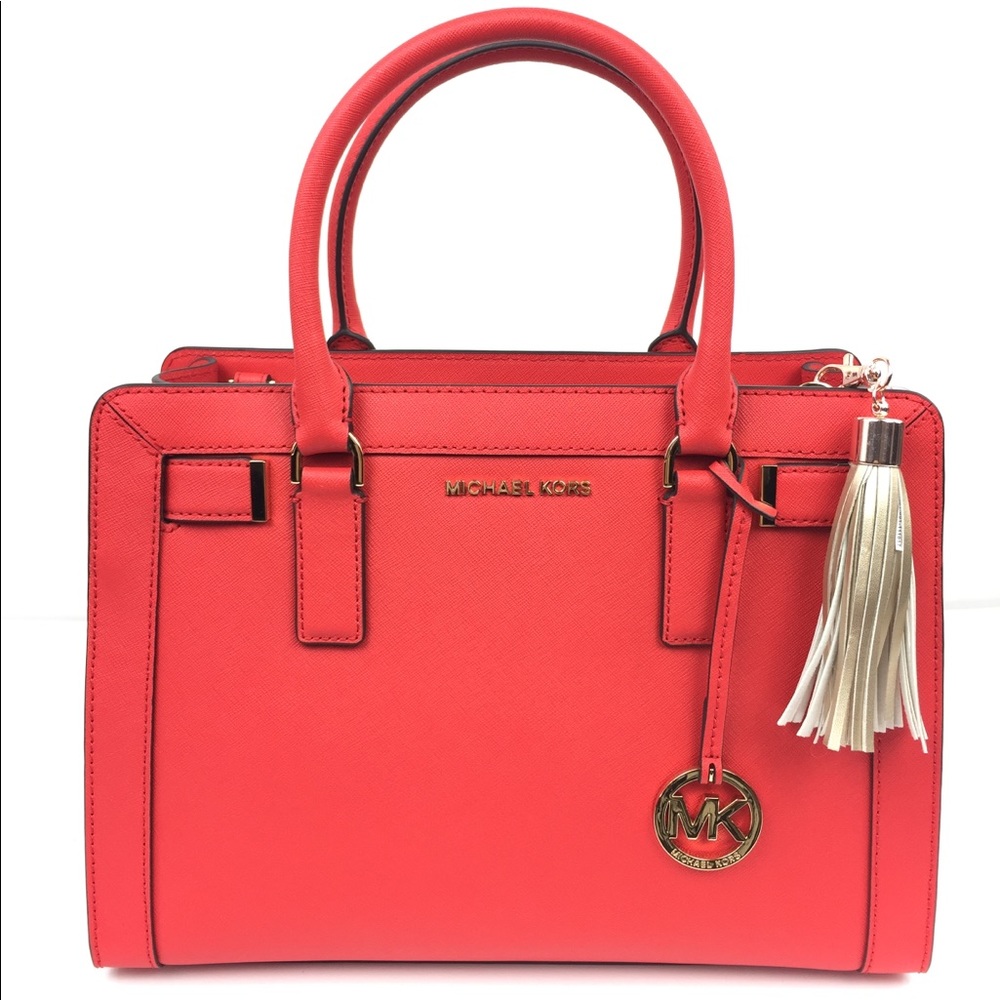 Michael Kors MK Dillon Red Satchel Purse Bag